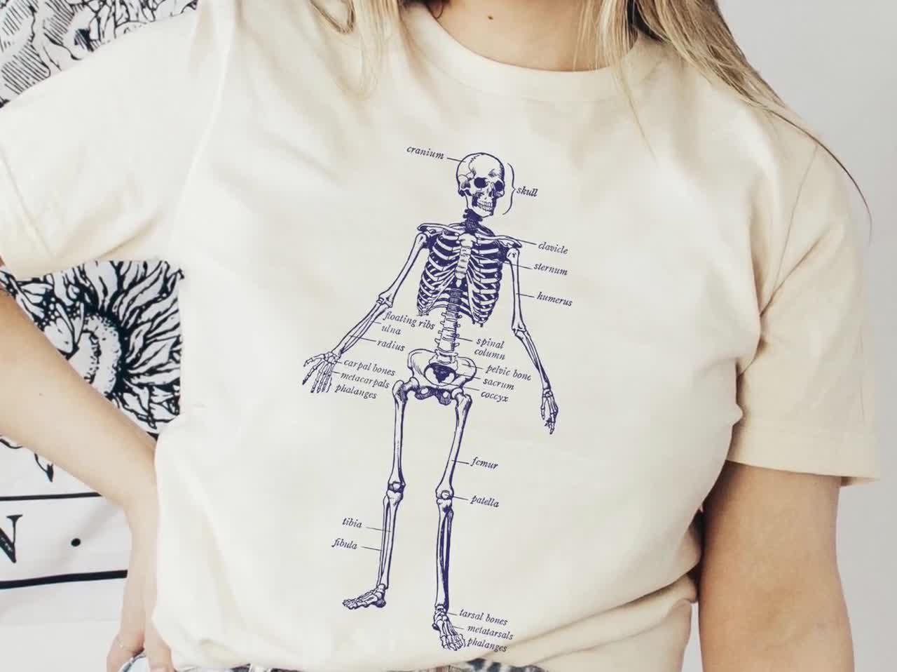 【美品】90s JERZEES INUGAMICO スカル解剖図 Tシャツ M 解剖学骨格系Tシャツ：医学部志望の学生、ダークアカデミア系ギフト