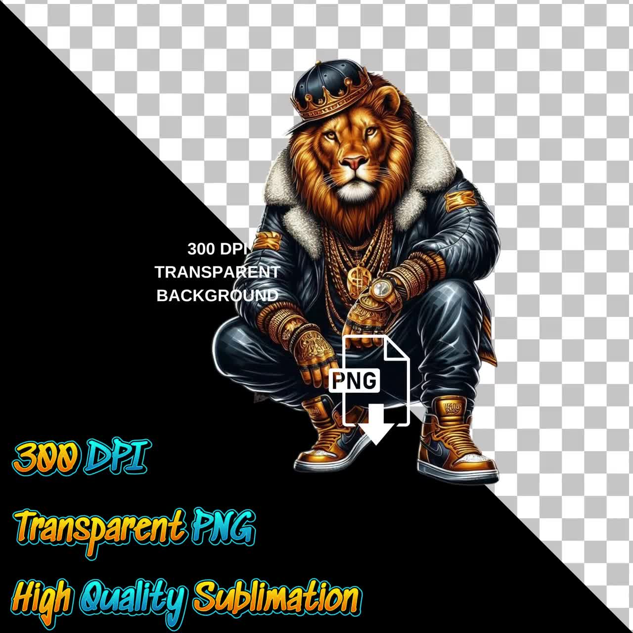 Gangster Lion PNG, Urban Trap Lion Designs, Pop Culture Designs