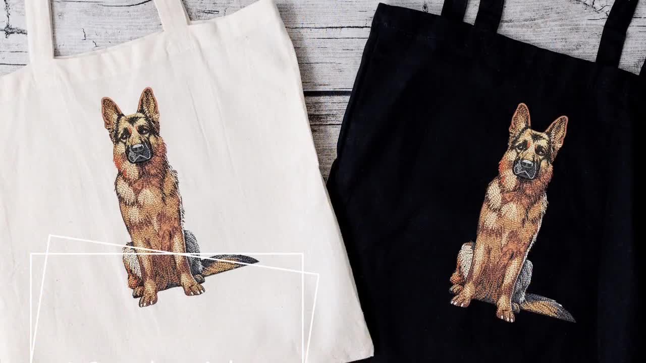 ジャーマンシェパード刺繍デザイン、かわいいジャーマンシェパード犬の