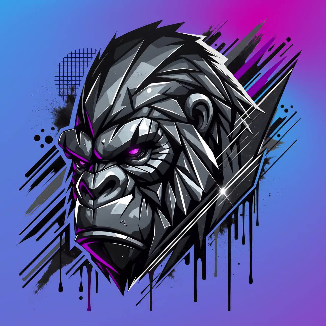 Graffiti Gorilla PNG | Silverback Gorilla Head Sublimation Design