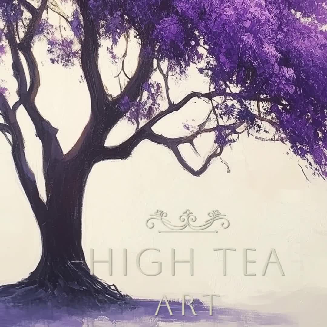 自然抽象オーストラリアジャカランダの木油絵デジタルダウンロード