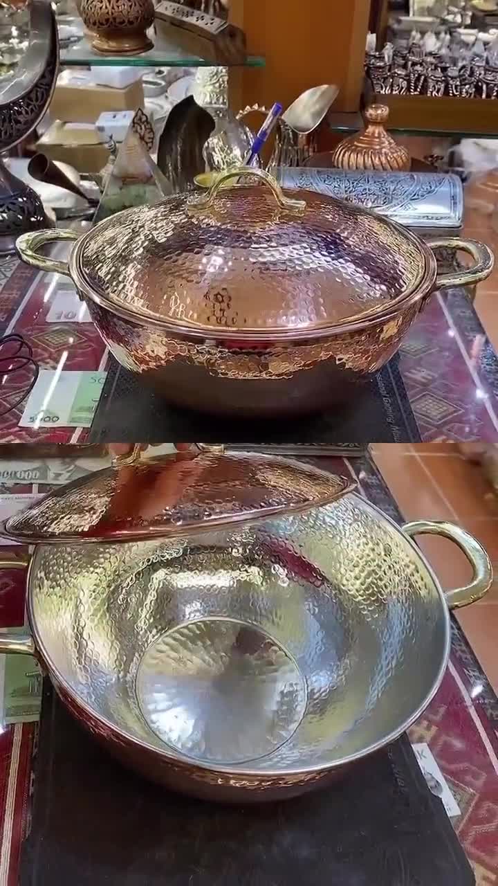 槌目銅鍋 蓋付き 伝統的なトルコ銅中華鍋 キャセロール皿 食品安全