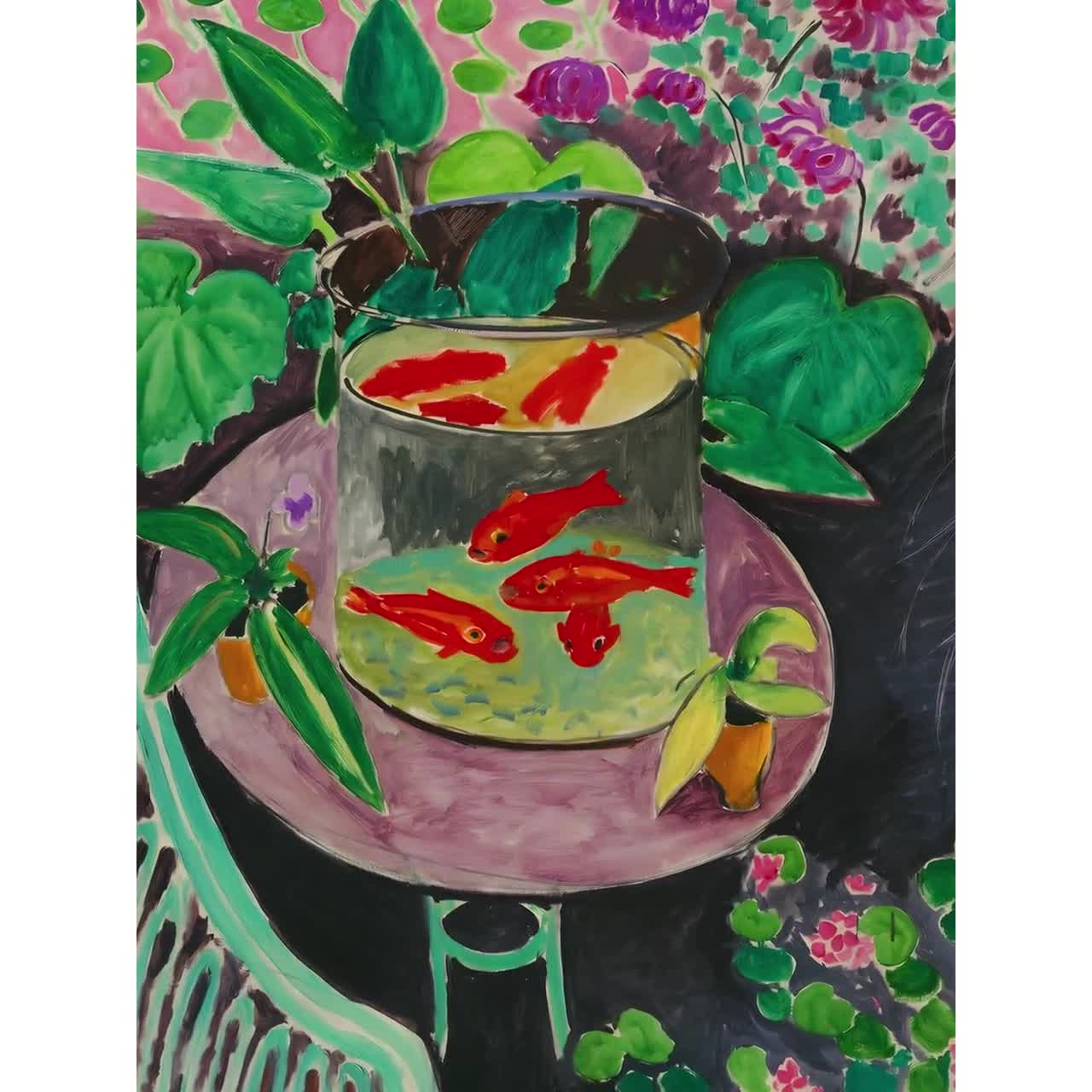 アンリ マティス プリント、アンリ マティス 金魚鉢 絵画、カラフルな