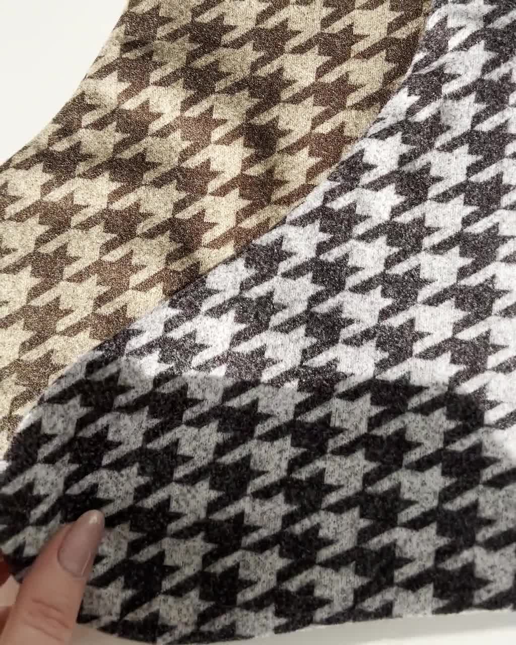 Houndstooth Hooded Scarf With Fleece Lining - Fits Like Hooded Hat