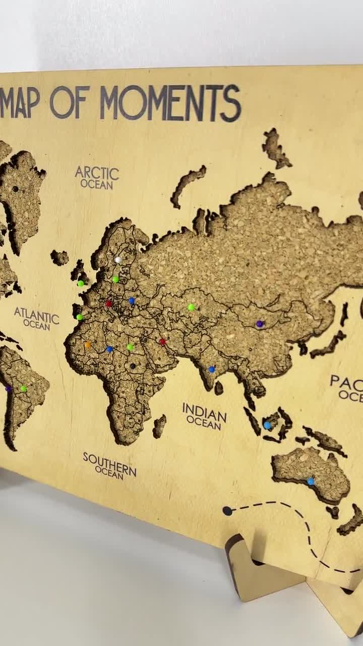 世界旅行地図ピンボード、押しピン付き世界地図、コルク押しピン旅行