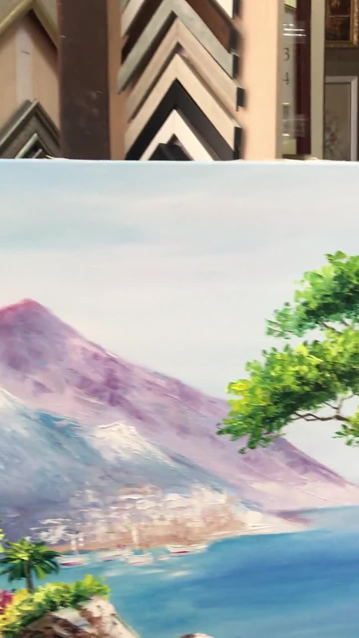 アマルフィ海岸 イタリア 油絵 オリジナル イタリア 風景画 イタリア