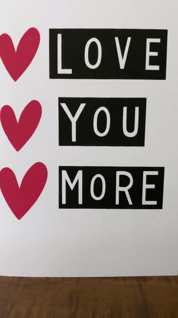 Love You More Valentine's Day Card: Linen Paper, Red Envelope - Etsy