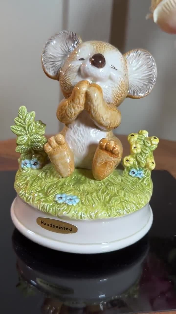Vintage Porcelain Koala Bear, Music Box, Gibson Greeting Cards
