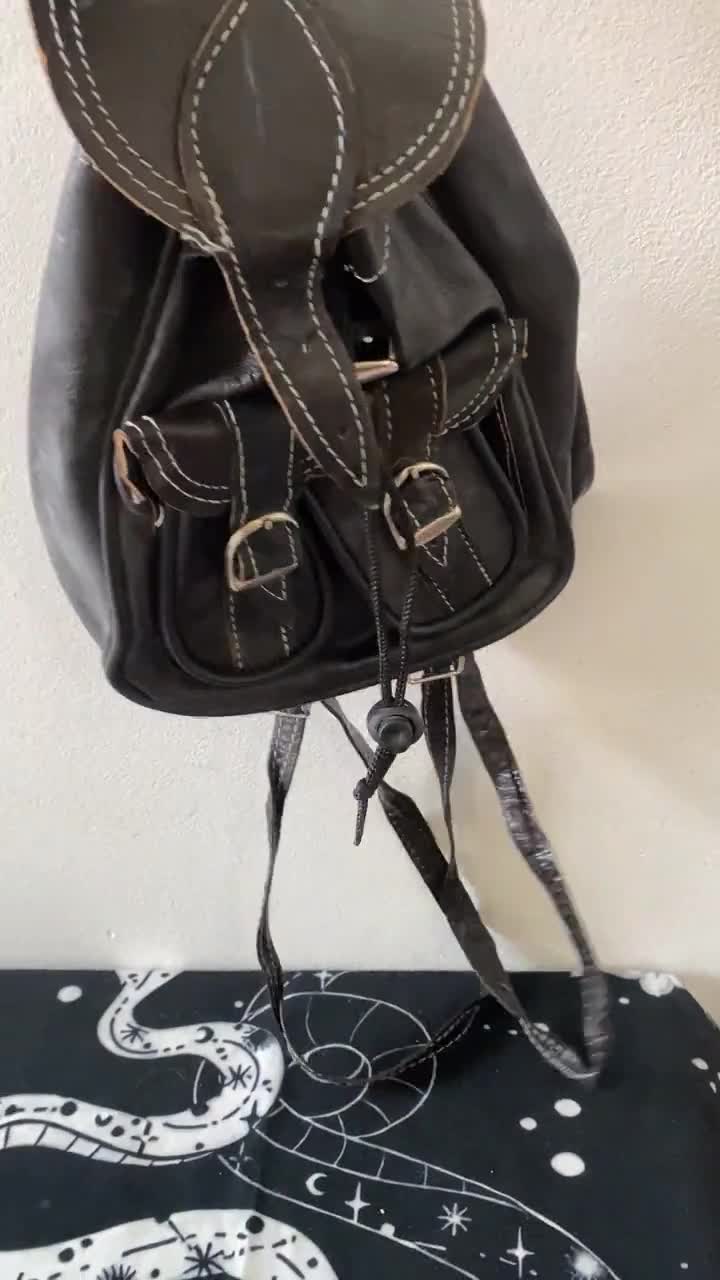 Vintage Y2K Small Leather Backpack - Etsy