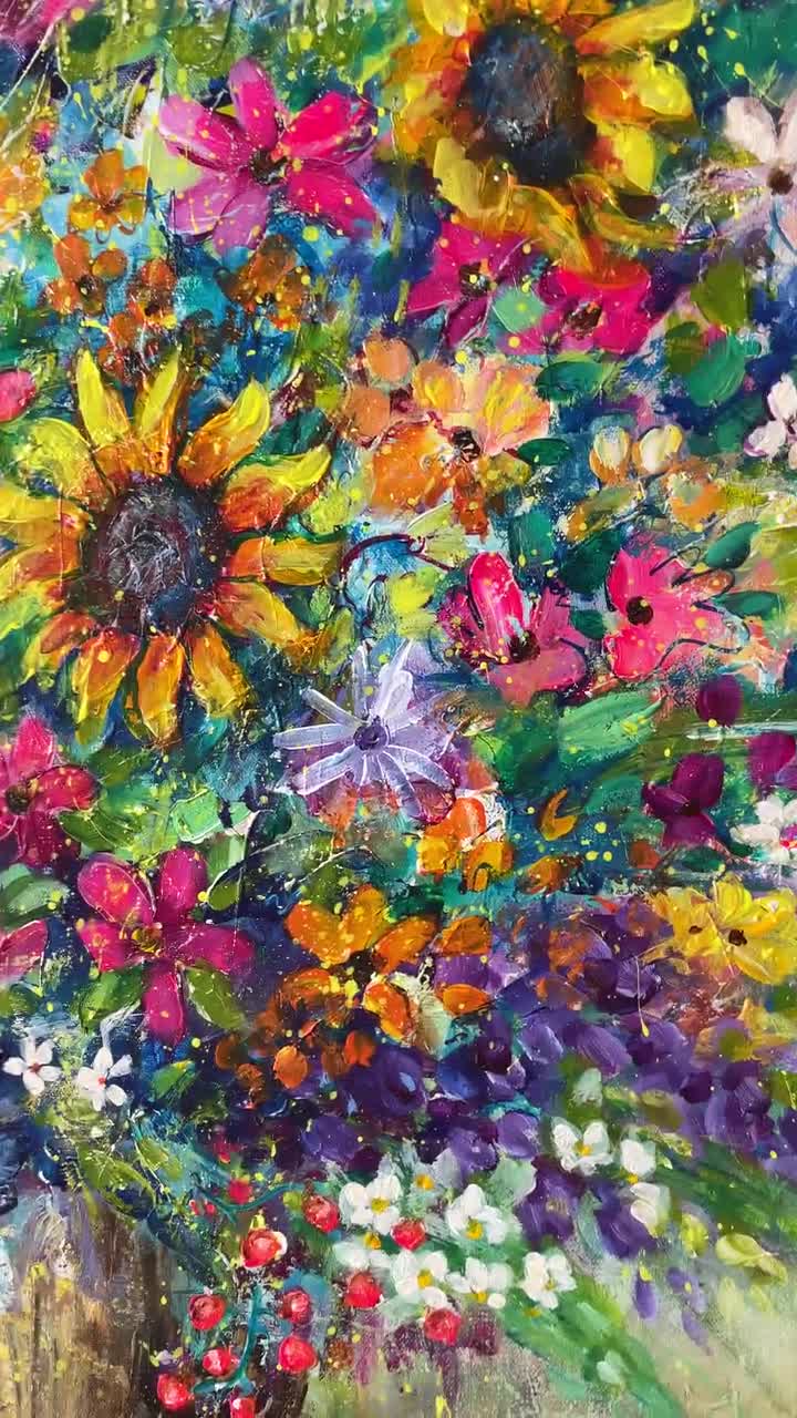 Bryan Lee 油彩画 ひまわりの花束 Bryan Lee 油彩画 ひまわりの花束 Bryan Lee 油彩画 ひまわりの花束