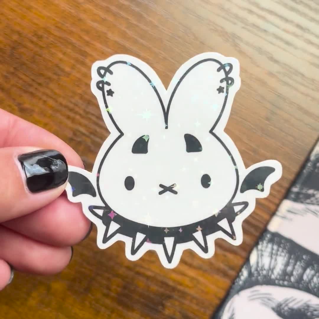 Holographic Goth Bunny Sticker, Demon Miffy Alt Kawaii Emo Vinyl