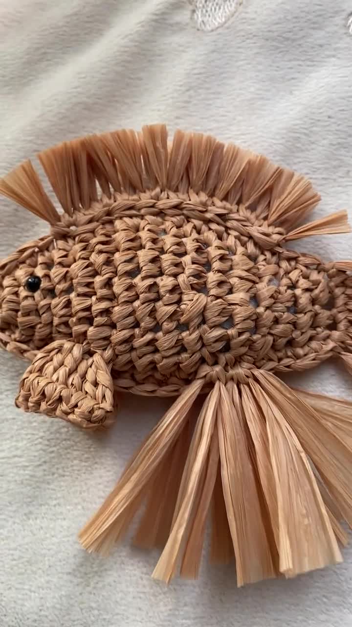 Crochet Fish Bag Charm Pattern: Raffia Keychain DIY (PDF Tutorial