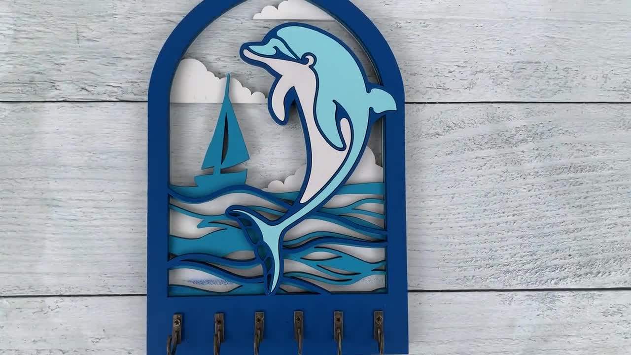 Dolphin Arch Key Hanger or Decor - Laser Ready File - Glowforge