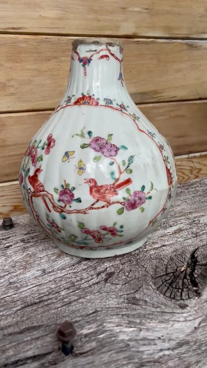 中国粉彩瓶 – 鳥花文様 – 清朝様式磁器 - Etsy 日本