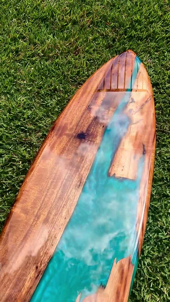 Custom Wood & Epoxy Resin Surfboard Wall Art: Coastal Decor - Etsy