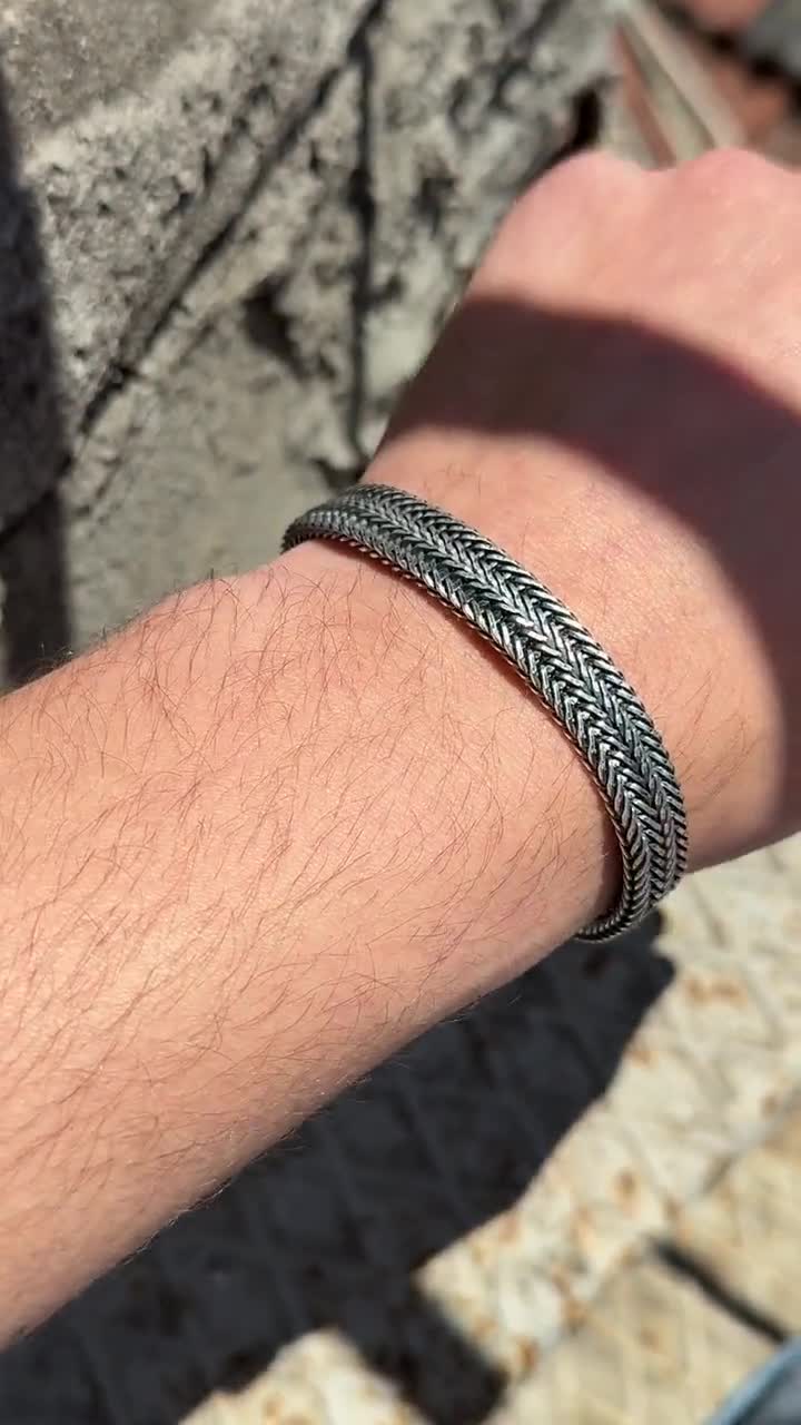 925 Sterling Silver Chain Bracelet, Heavy Chain Men Bracelet