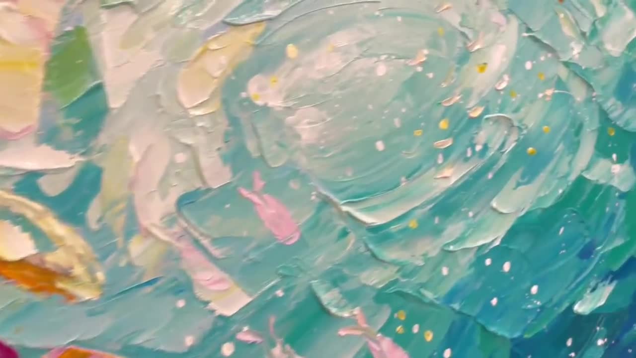 大型オリジナル魚群油絵キャンバスキャンバスウォールアート3D