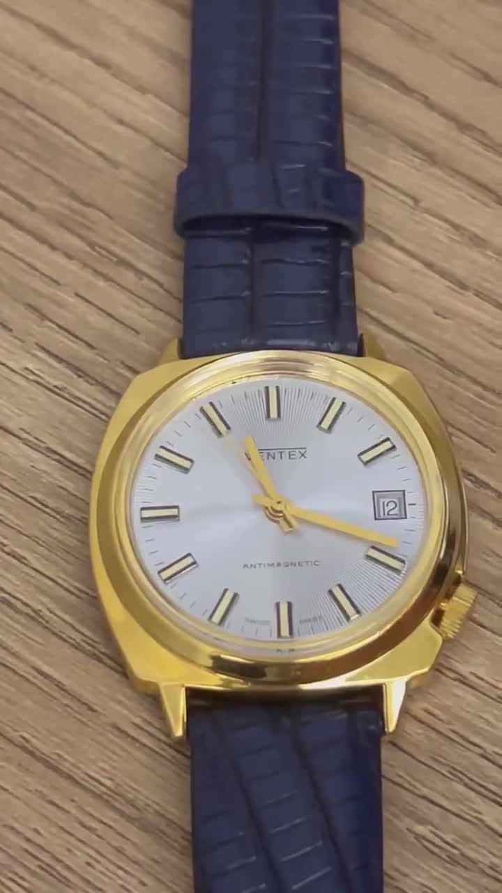 Unused Vintage Ventex Watch: Swiss Made Mechanical Wind-up, Navy