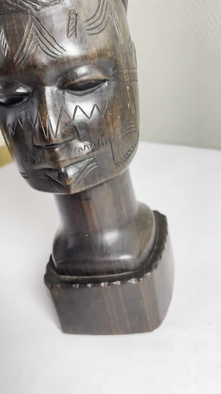頭部彫刻 アフリカ部族彫刻 黒檀 - Etsy 日本