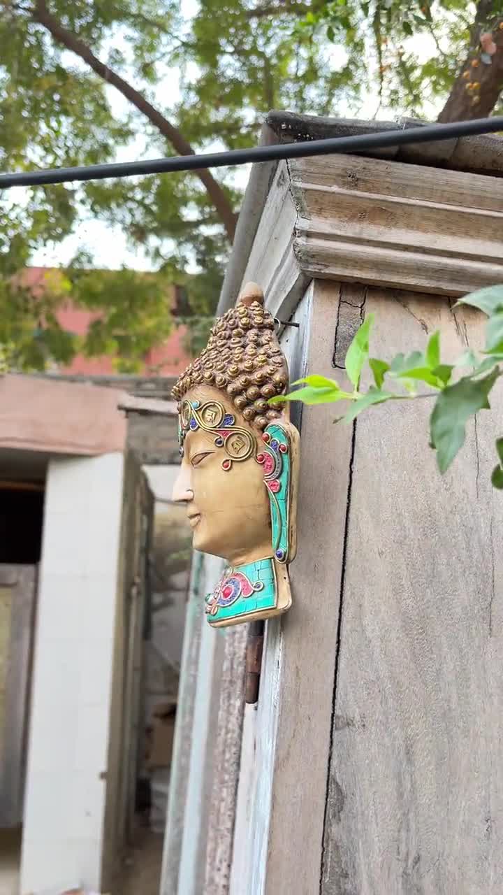 Buddha Wall Hanging Mask for Home Decoration, Spiritual Figurine
