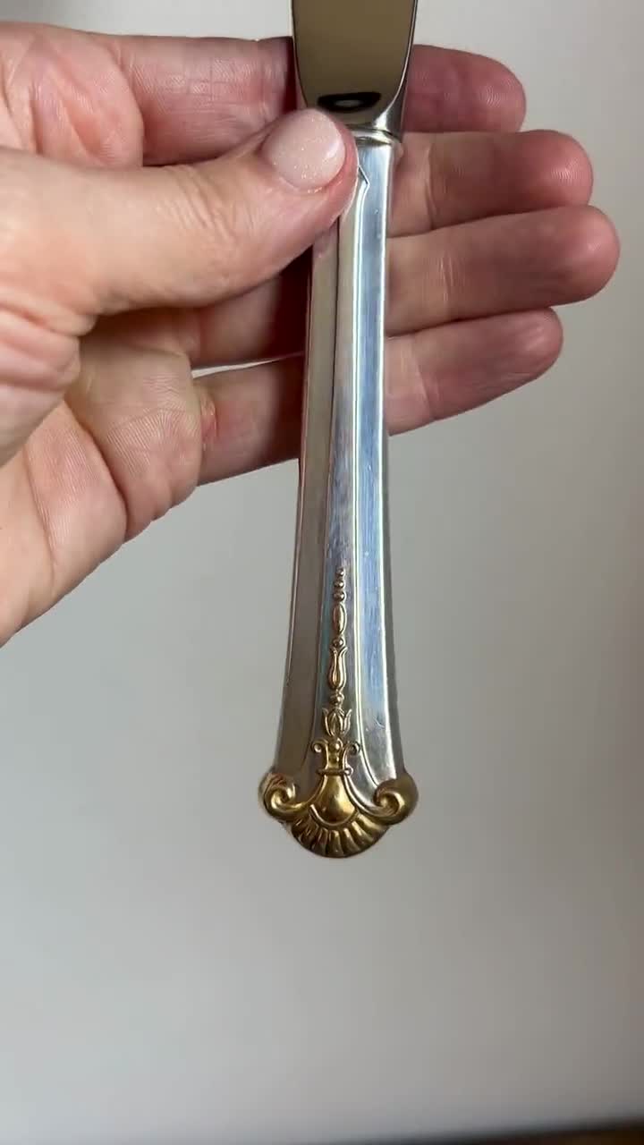 Vintage S Kirk & Son Sterling Silver Dinner Knife | Gold Accent - Etsy