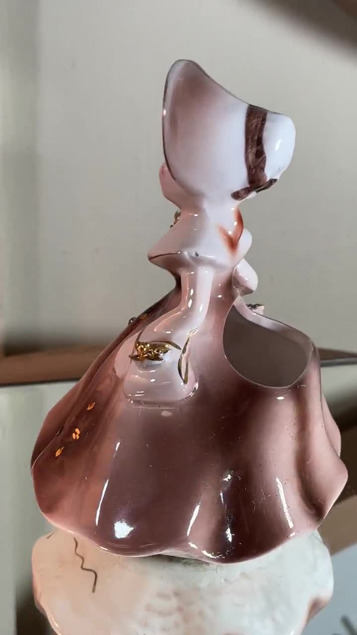 Vintage Enesco Brown Golden Girls Planter Porcelain Figurine Made