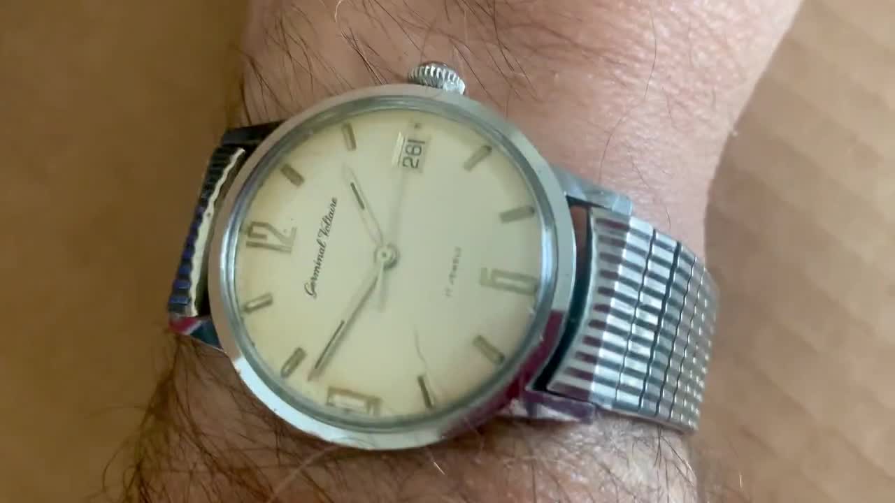 MENS GERMINAL VOLTAIRE Watch Mid-century Modern 17 Jewels Swiss