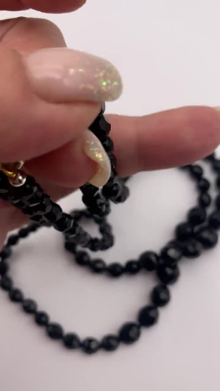 L'Officiel サイン入りファセットガラス ブラックジェットクリスタル