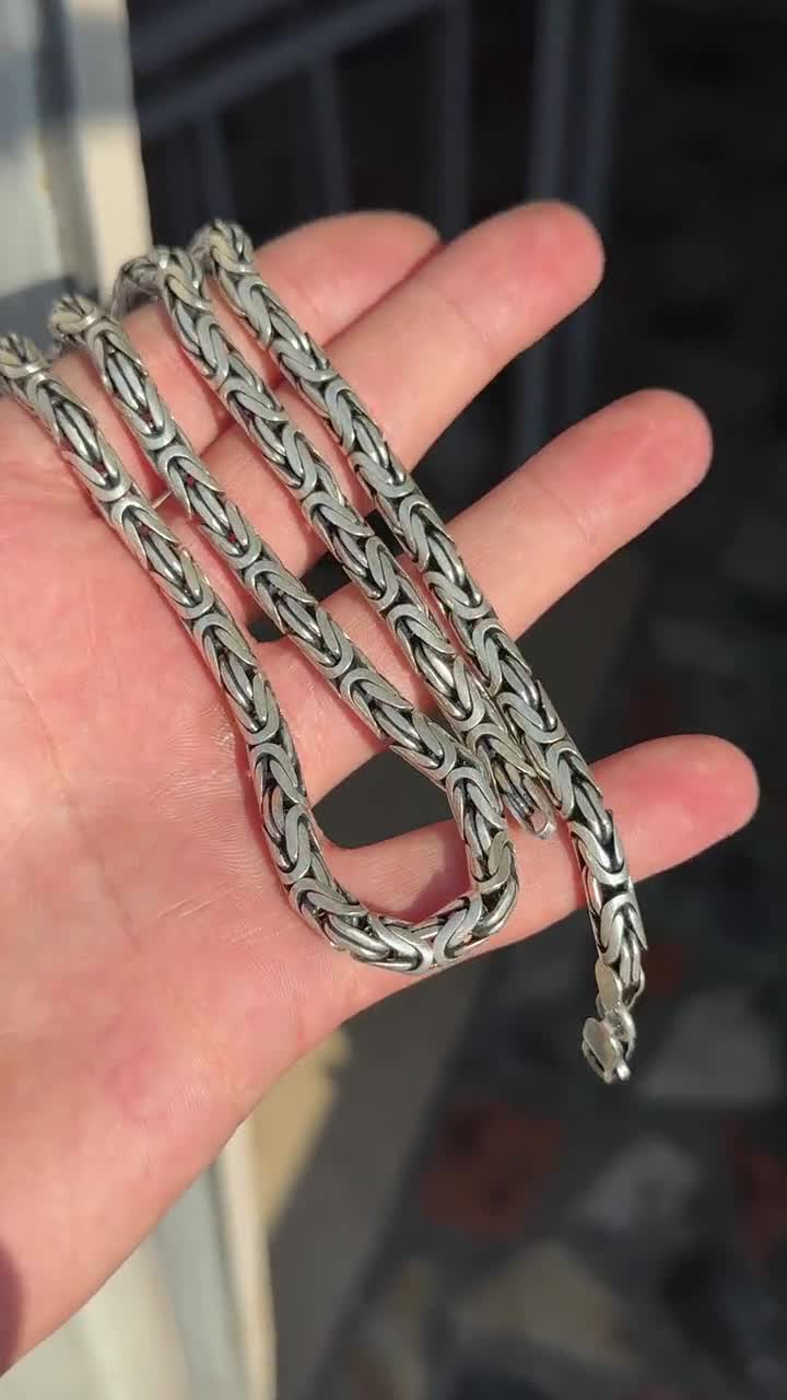 スターリングシルバー 6mm ビザンチンチェーン、バリラウンドキング