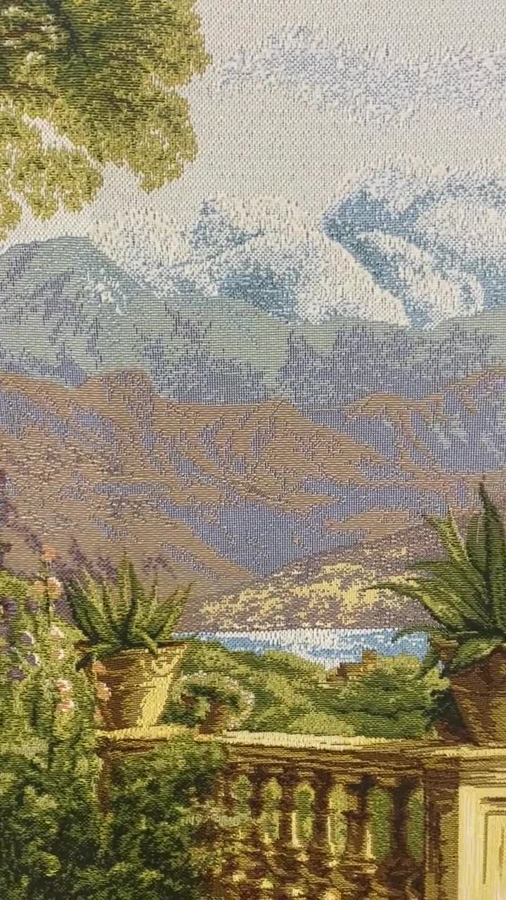 コモ湖のタペストリー壁掛け：イタリア地中海沿岸 37×26 (95 cm×68 cm