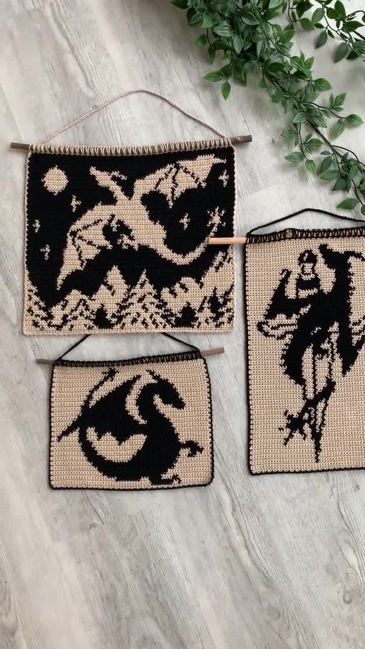 Dragon Tapestry Crochet Pattern Bundle | Romantasy Wall Art