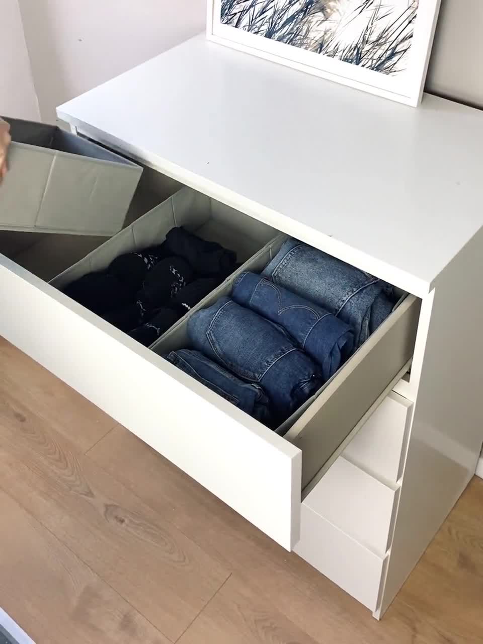 3er-Set Organizer für IKEA Malm Kommode, Boxen für Schubladen, Sortierkästen Ordnungssystem für T-Shirts, Unterwäsche, Socken 42 x 23 x 13cm