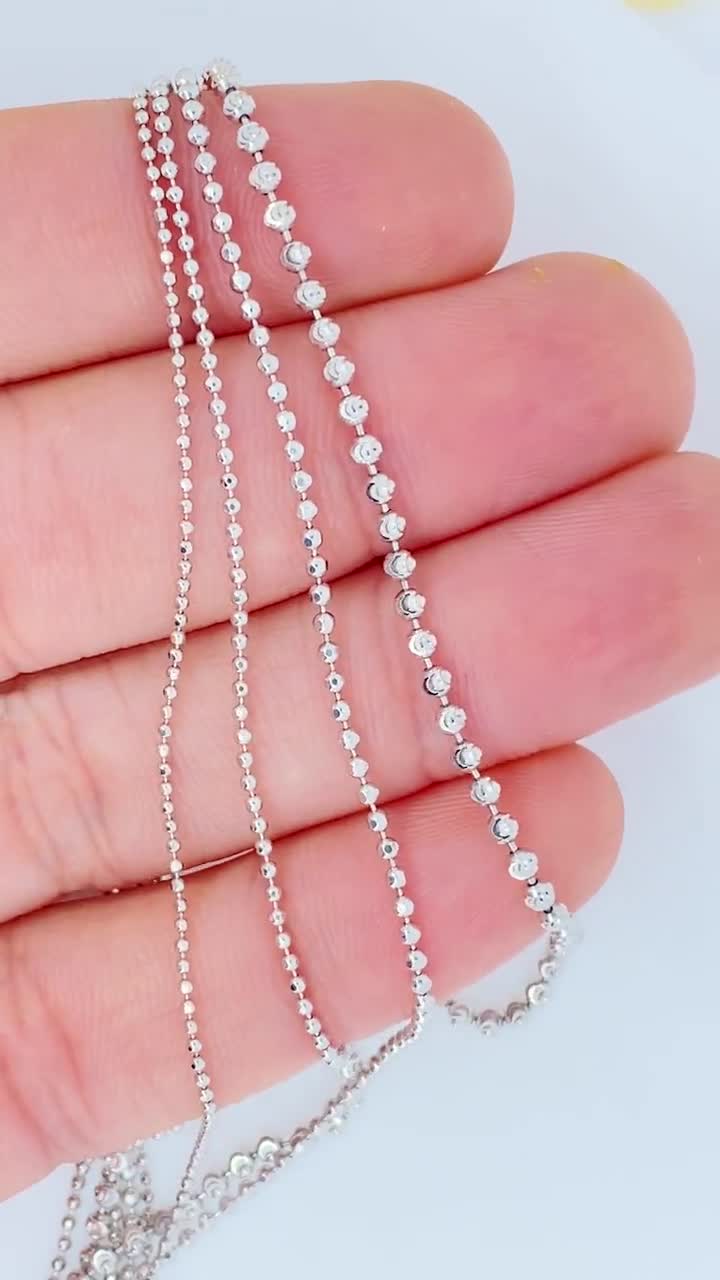 ソリッド 14K ホワイト ゴールド ボール ダイヤモンド カット ボール