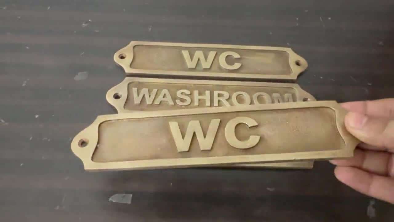 真鍮製ドアサイン - WC、ヴィンテージアンティークビクトリア朝鋳物