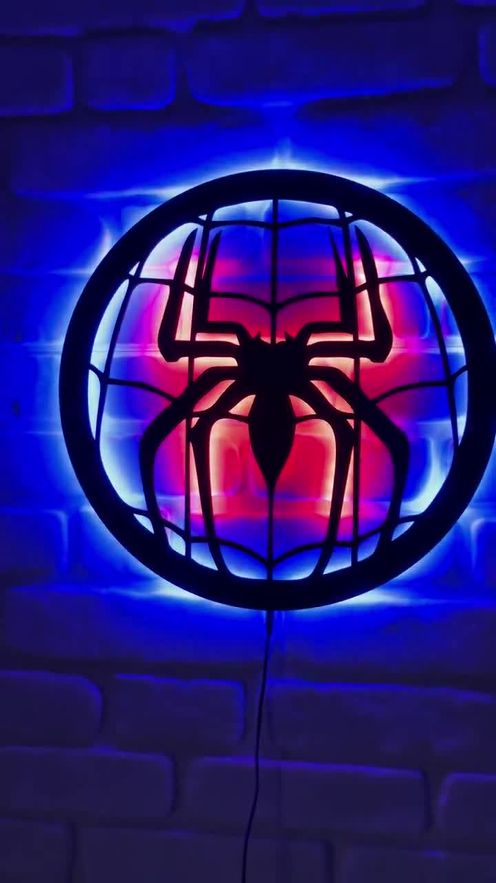スパイダーマンアイコン LED ネオンサイン、スーパーヒーロー ウォール