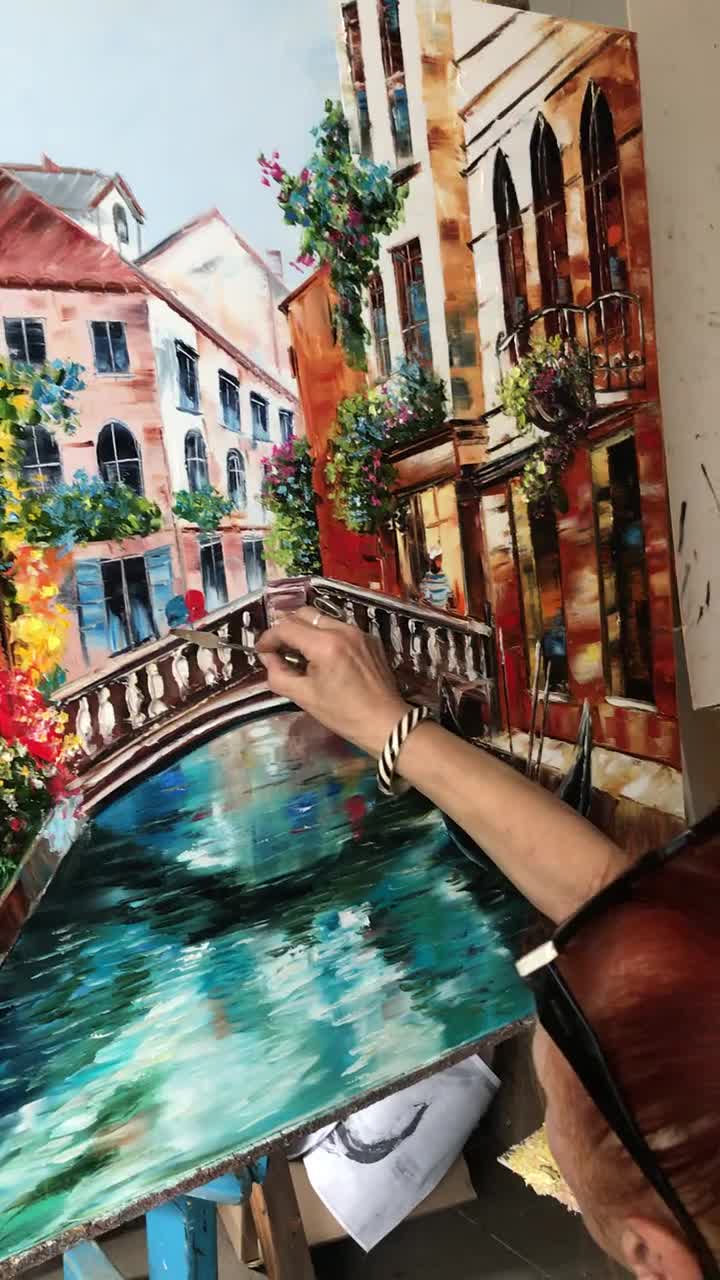 ヴェネツィア油絵 オリジナル イタリア絵画 ヴェネツィア美術 イタリア