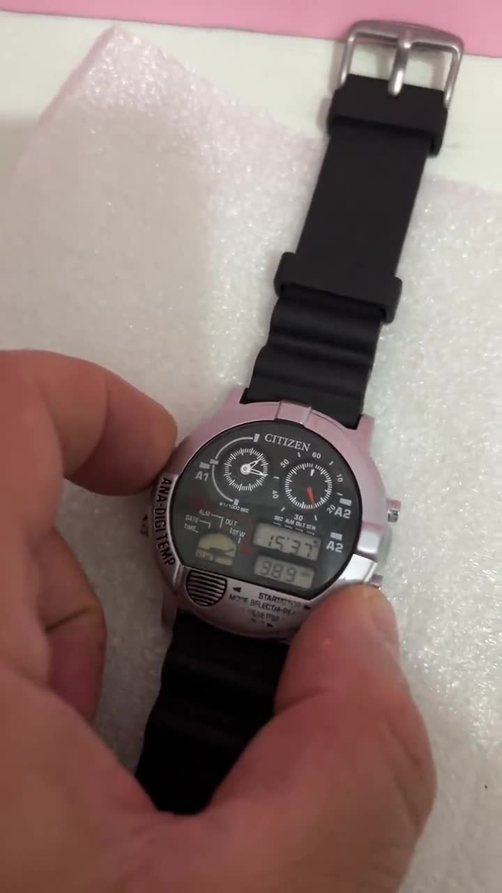 希少 シチズン アナデジテンプ クォーツ デジタル メンズ腕時計 非常に
