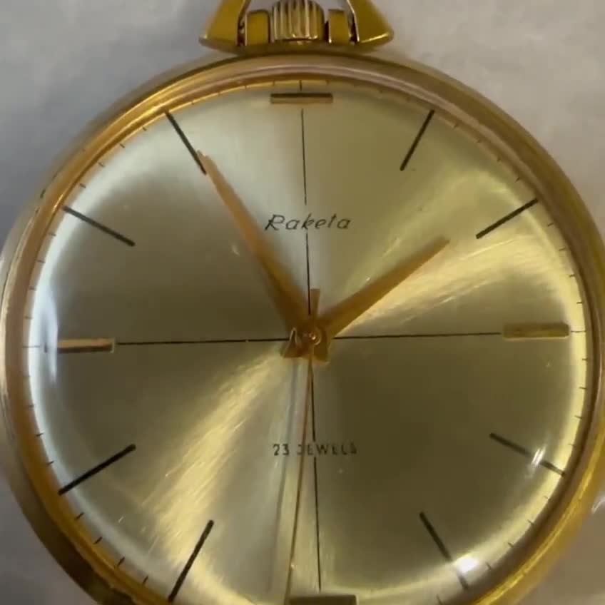 1882 Rare Pocket Watch Award Raketa 2209 Gold Plated AU20 - Etsy