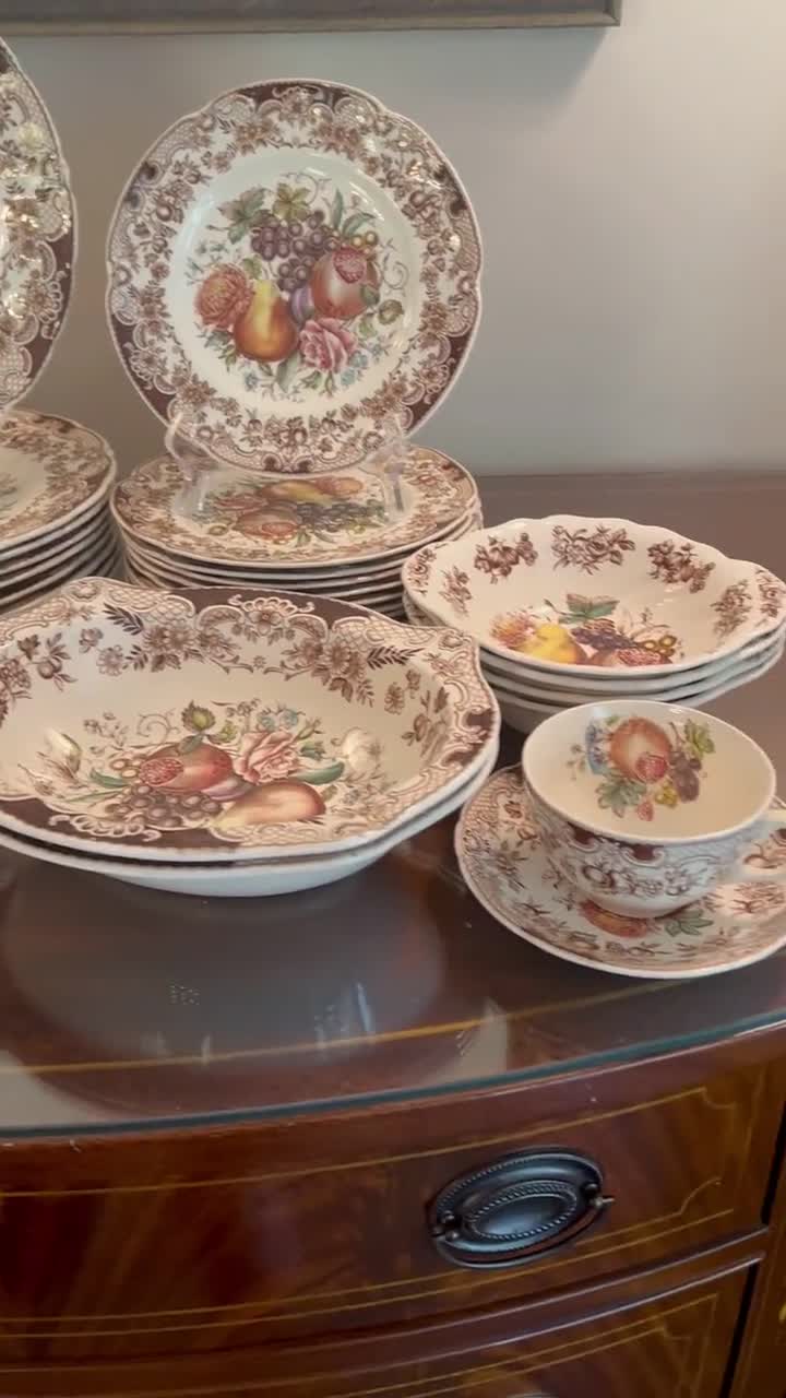 Johnson Brothers Harvest Windsor Fruit: Vintage Plates, Teacup and
