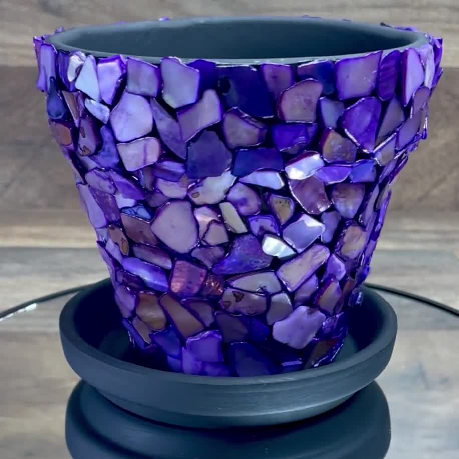 Purple Handmade Mosaic Shell Pieces Indoor Planter - Etsy