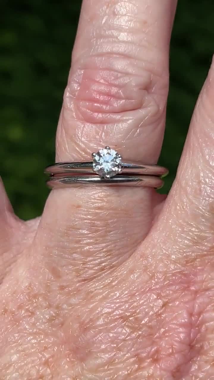Vintage Tiffany & Co. Engagement Ring Wedding Band Size 8.5 Set