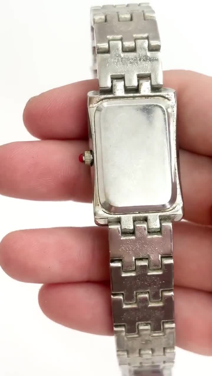 Liz Clairborne Silver Toned LIZ32SG Rhinestone Framed Quartz