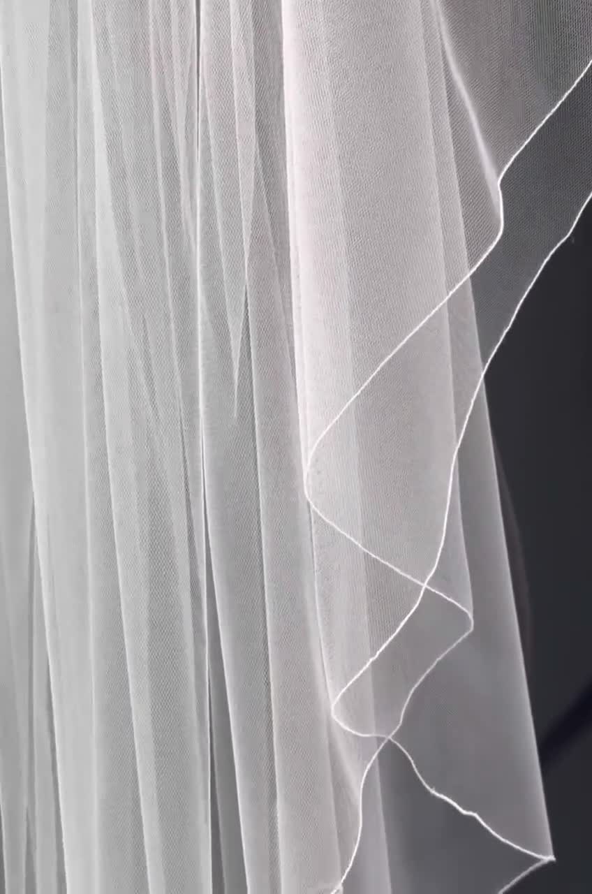 Two Tiers Pencil Edge Angel Cut Wedding Veil - Etsy Canada