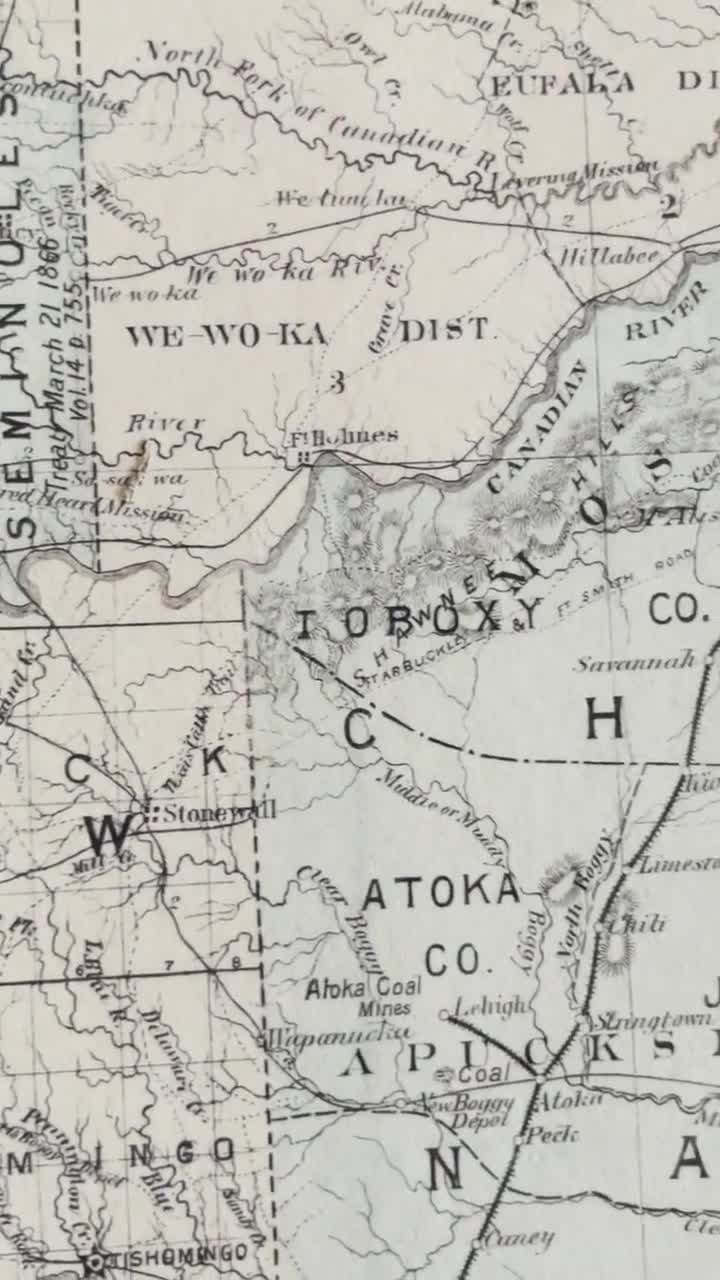 1887 年インディアン準州の地図 - アンティーク複製 - オクラホマ