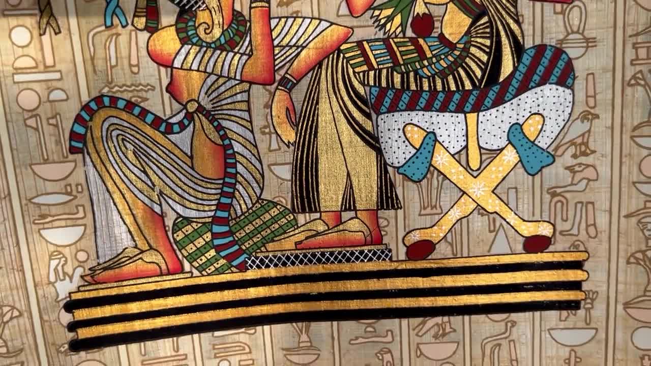 ツタンカーメン王とアンケセナーメン王のパピルス画 • エジプト風装飾