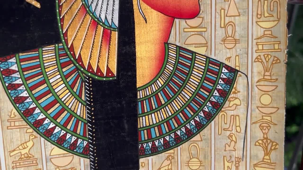Cleopatra Papyrus Painting • Ancient Egypt Art, Hieroglyphics
