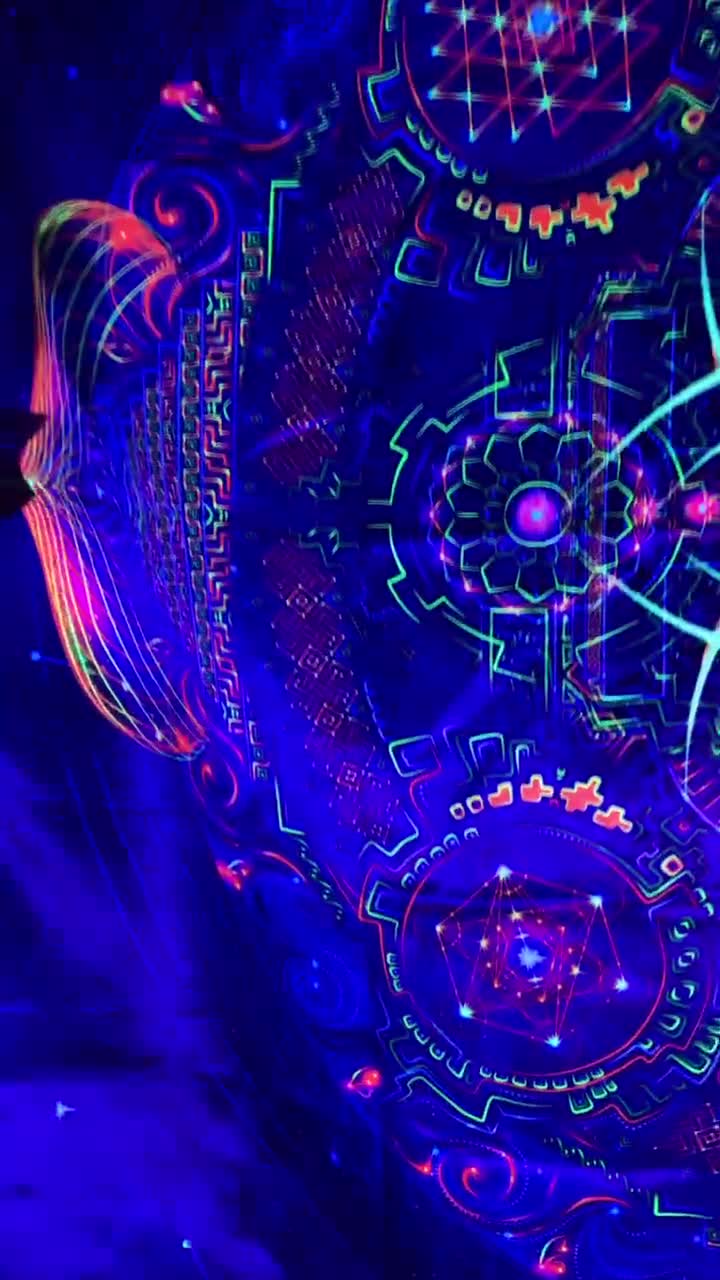 UVサイケデリックマンダラタペストリー：ブラックライトトリッピー