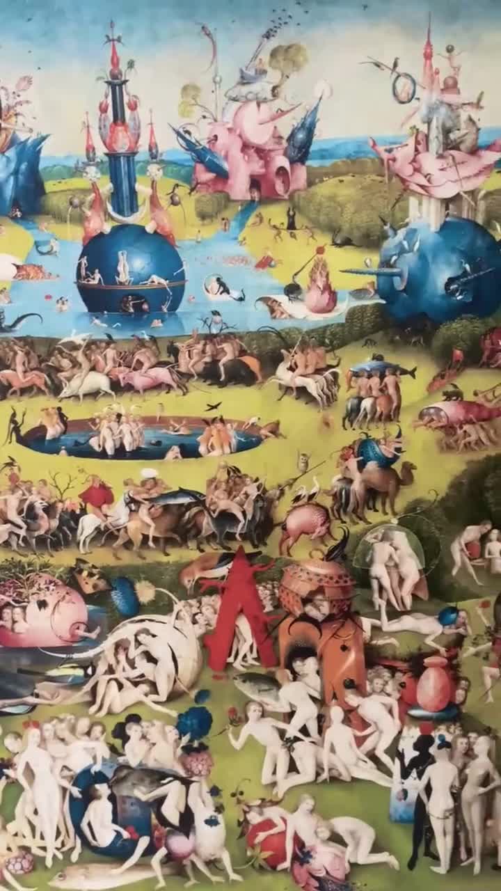 ヨーロッパにて仕入れのアートフレーム三個セット ヒエロニムス・ボス：快楽の園（三連祭壇画、1490年）、ボス・ガーデン