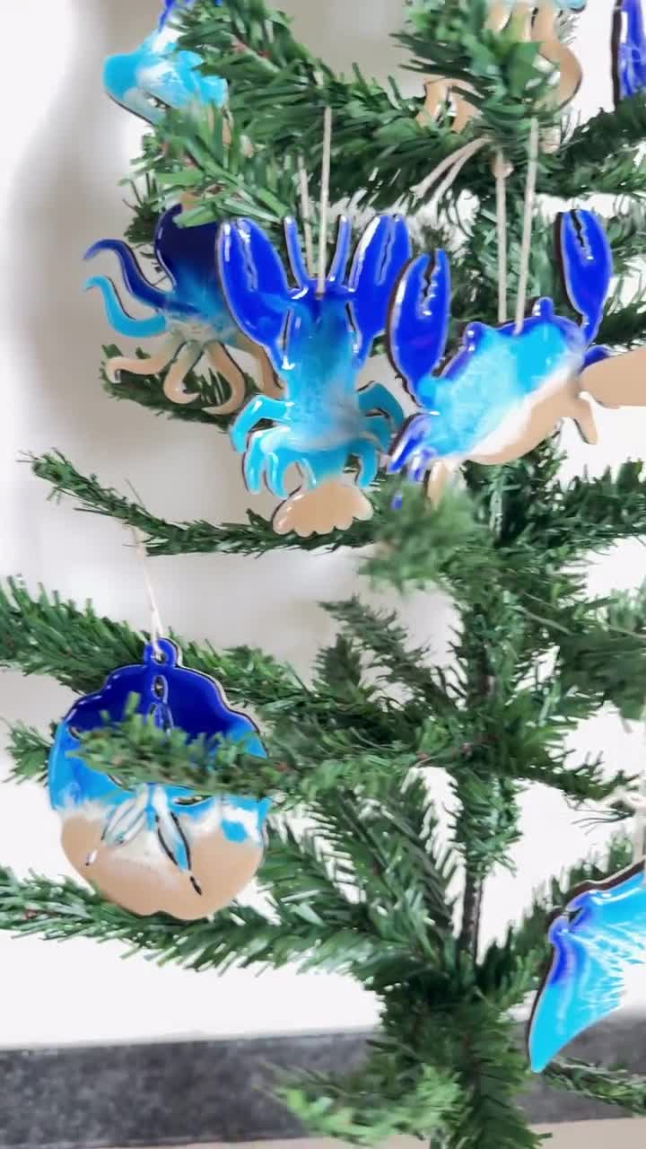 海の動物樹脂製オーナメントセット、ユニークなクリスマスツリーの装飾