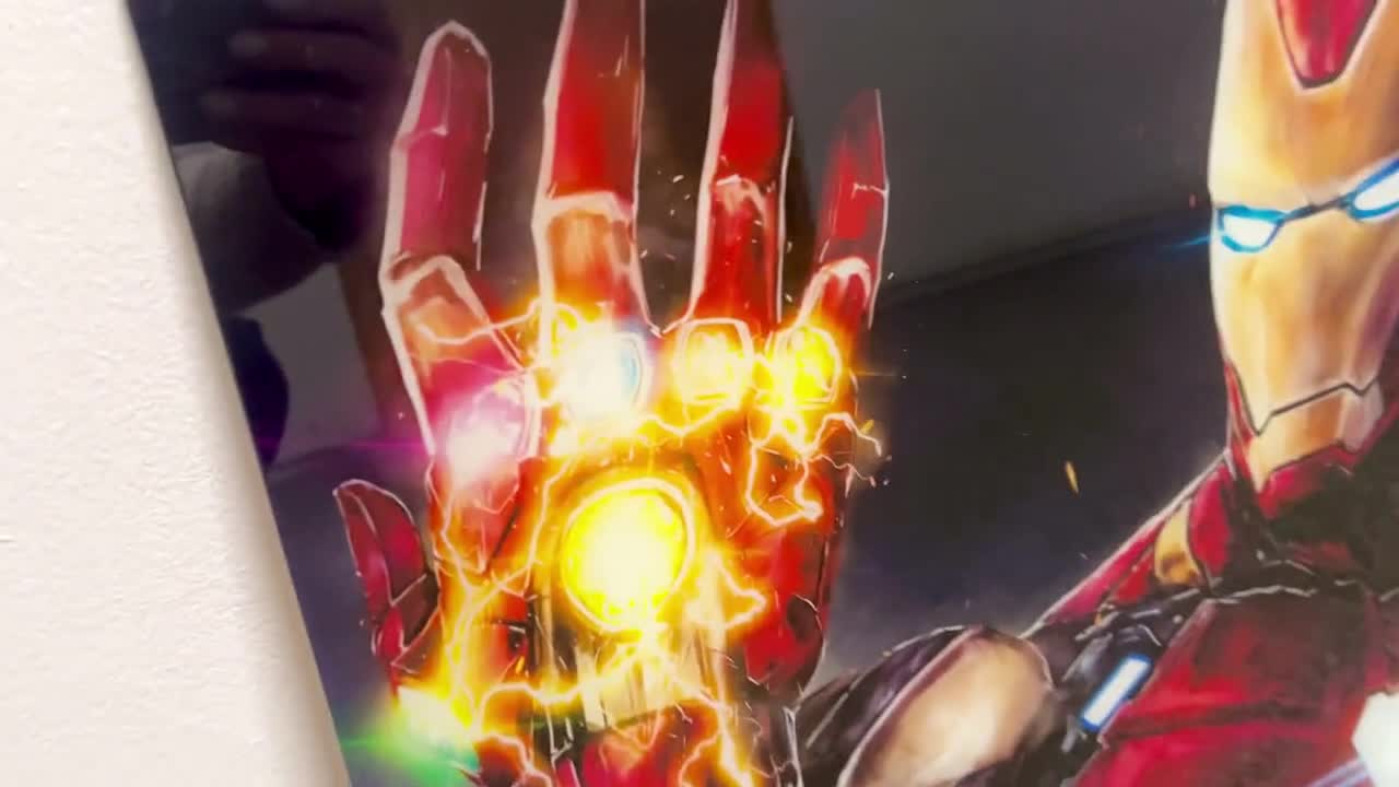 アイアンマン強化ガラスウォールアート、アベンジャーズ装飾、特大